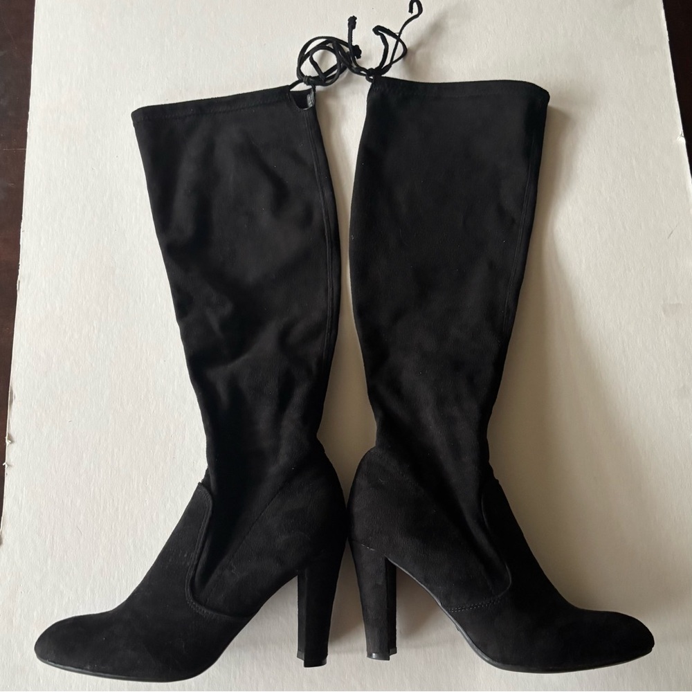 Unisa Black Over the Knee Faux Suede Heeled Boots, Size 6.5